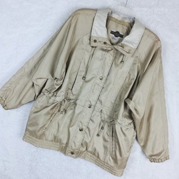 Outbrook Womens Jacket Windbreaker Gold Lightweight Snap Front Collared Plus 1X - Picture 12 of 13